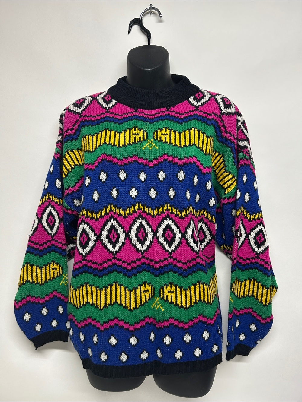Jamie Scott Pink & Black knit Cowl-Neck Sweater